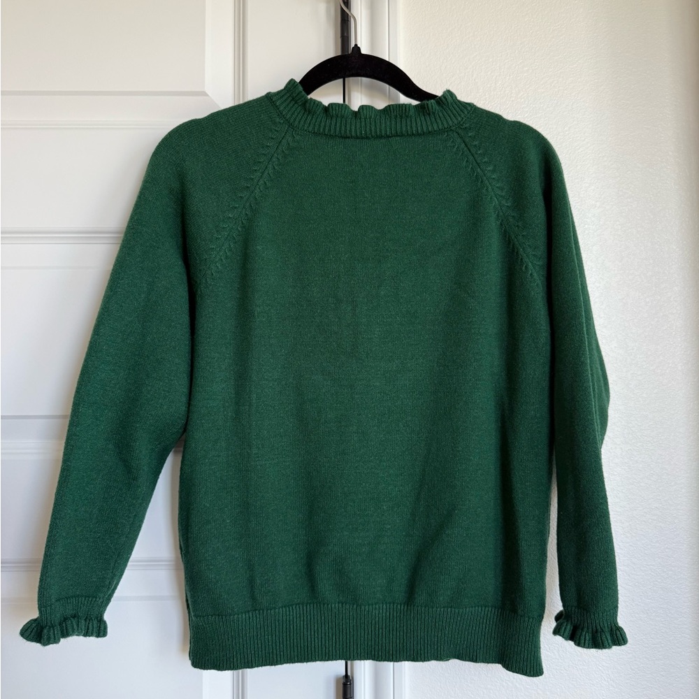 Green Ruffled Button Sweater Size Medium - Picture 3 of 3